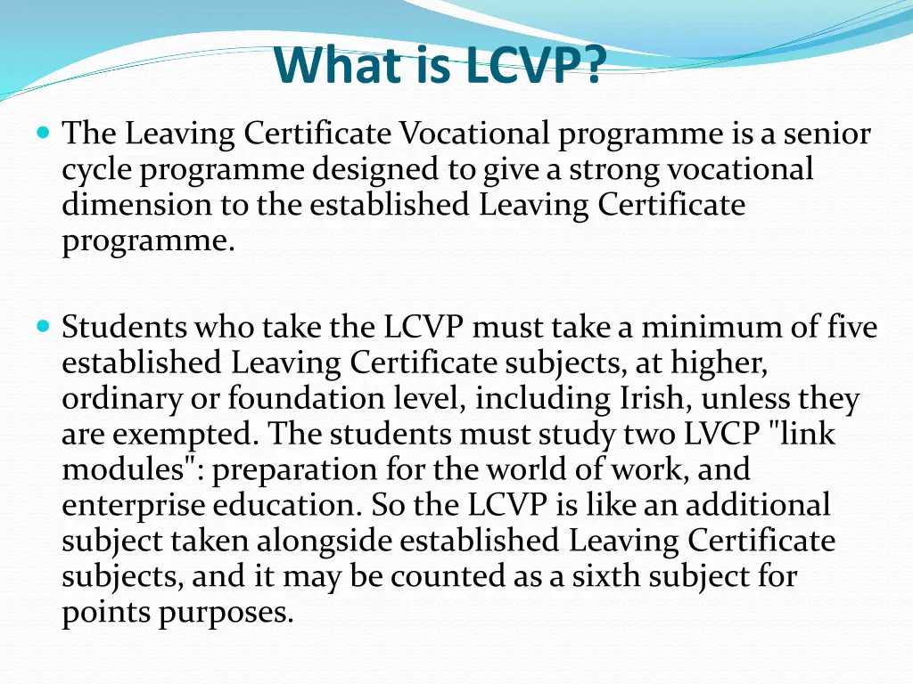 what is lcvp