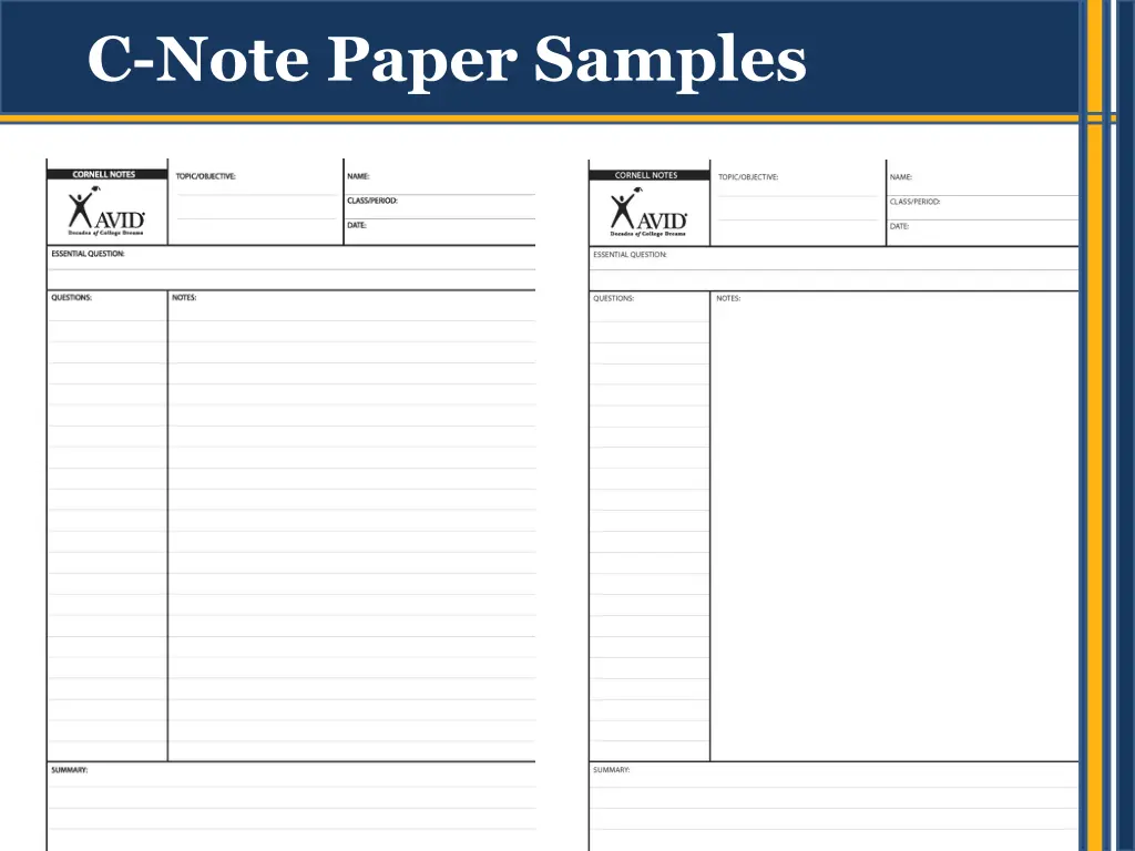 c note paper samples