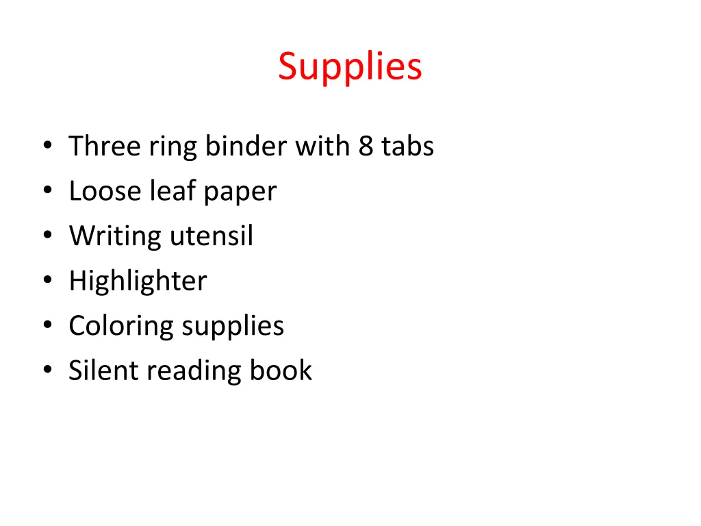 supplies