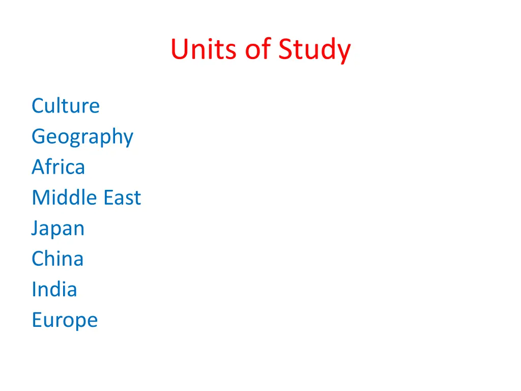 units of study