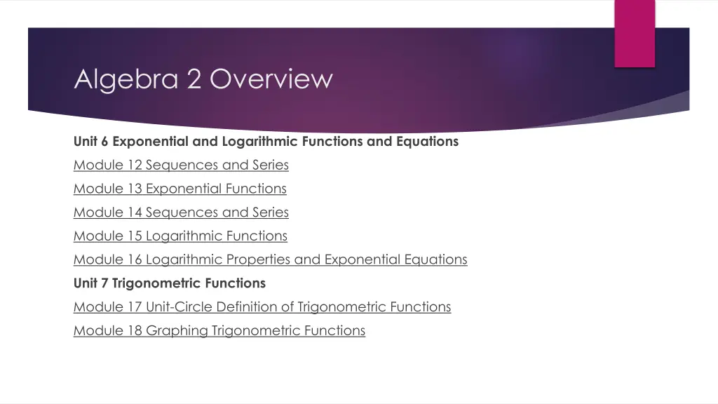 algebra 2 overview 2