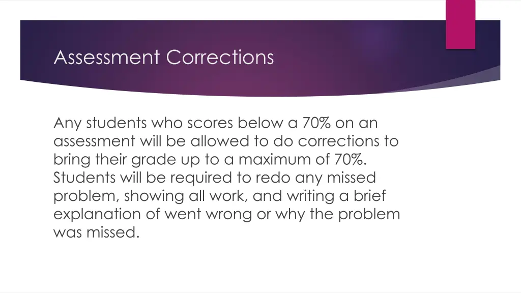 assessment corrections