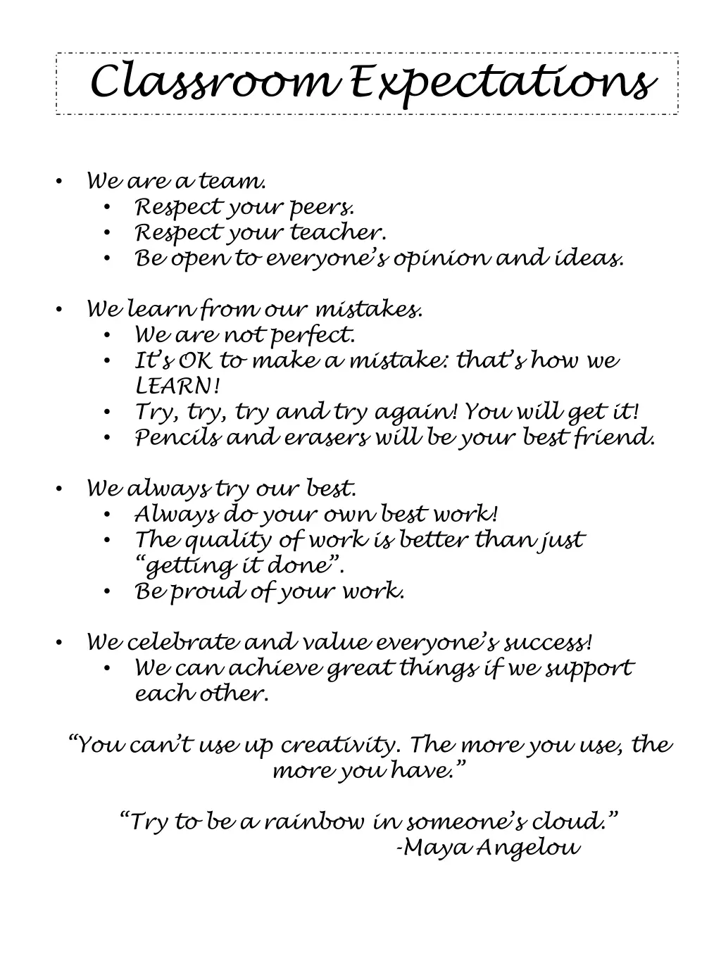 classroom expectations