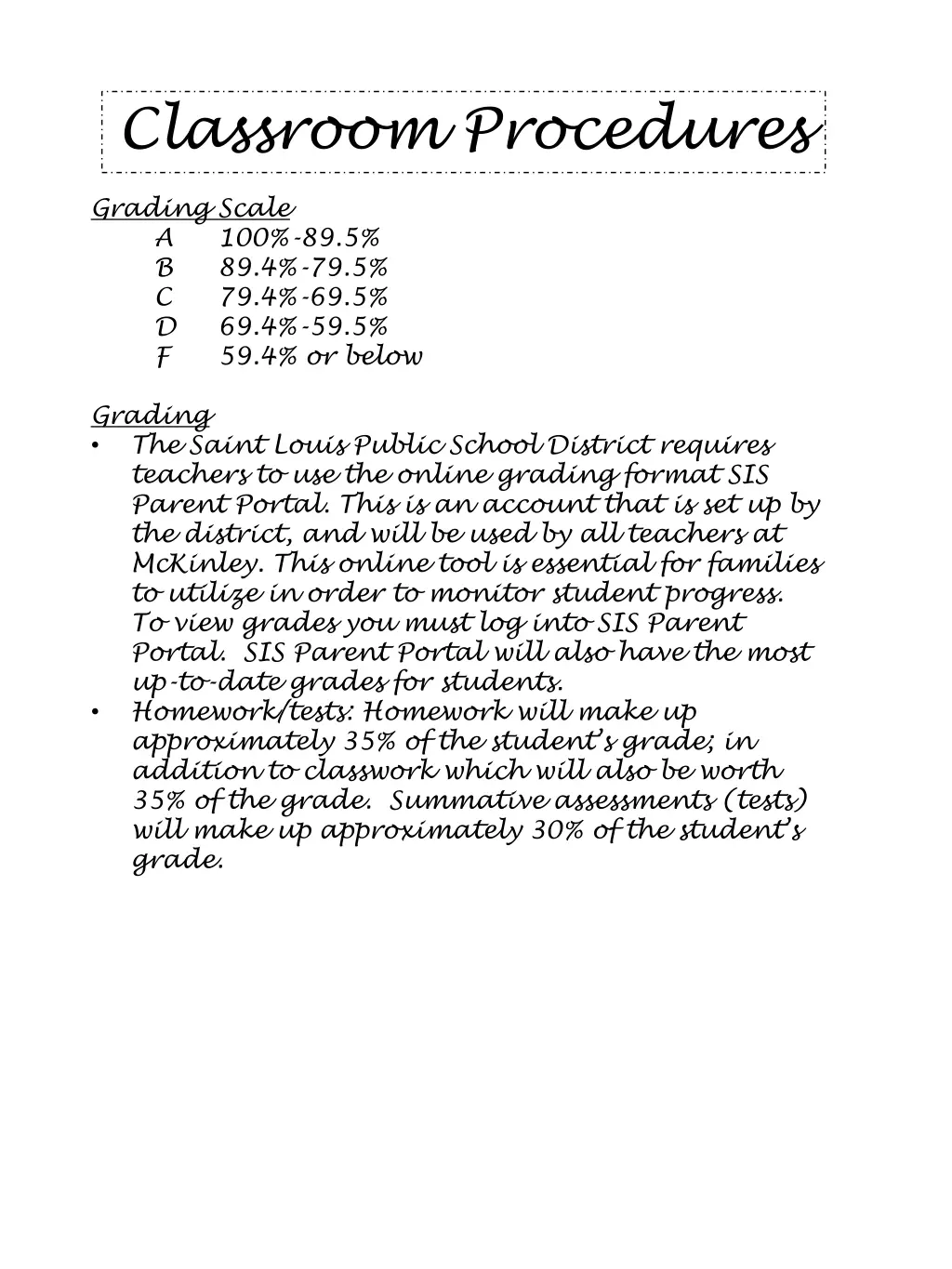classroom procedures 1