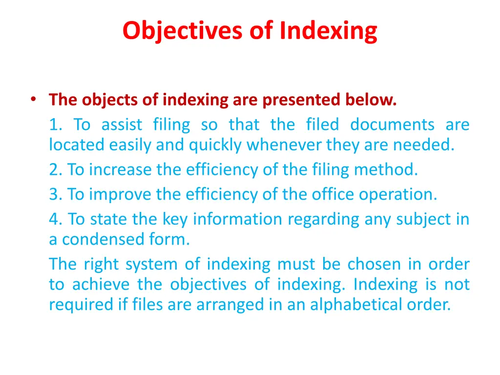 objectives of indexing