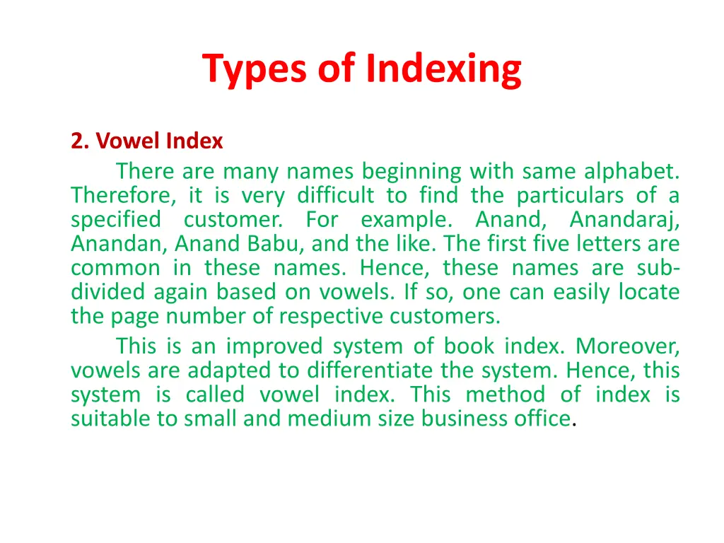 types of indexing 1