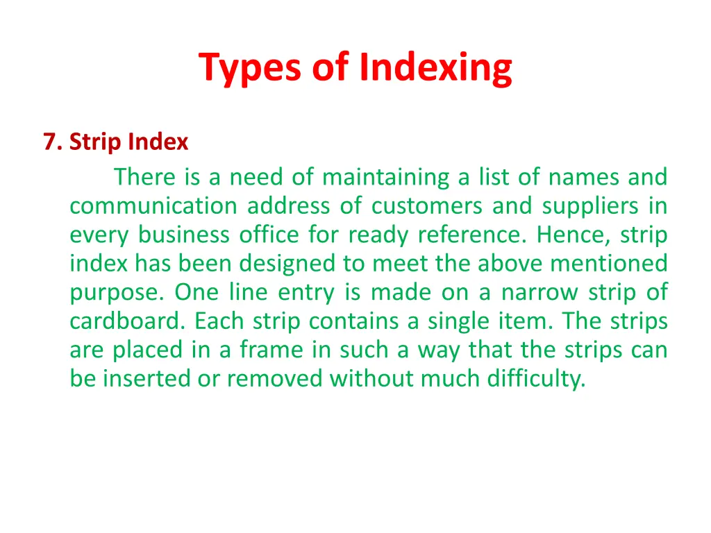 types of indexing 6