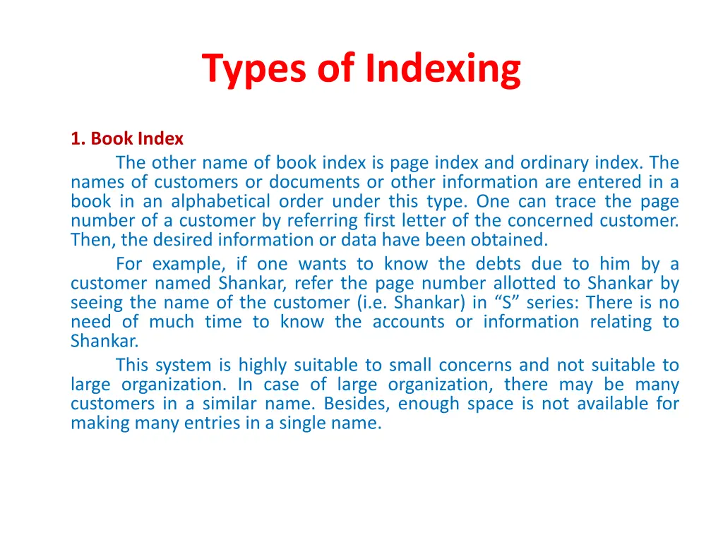 types of indexing