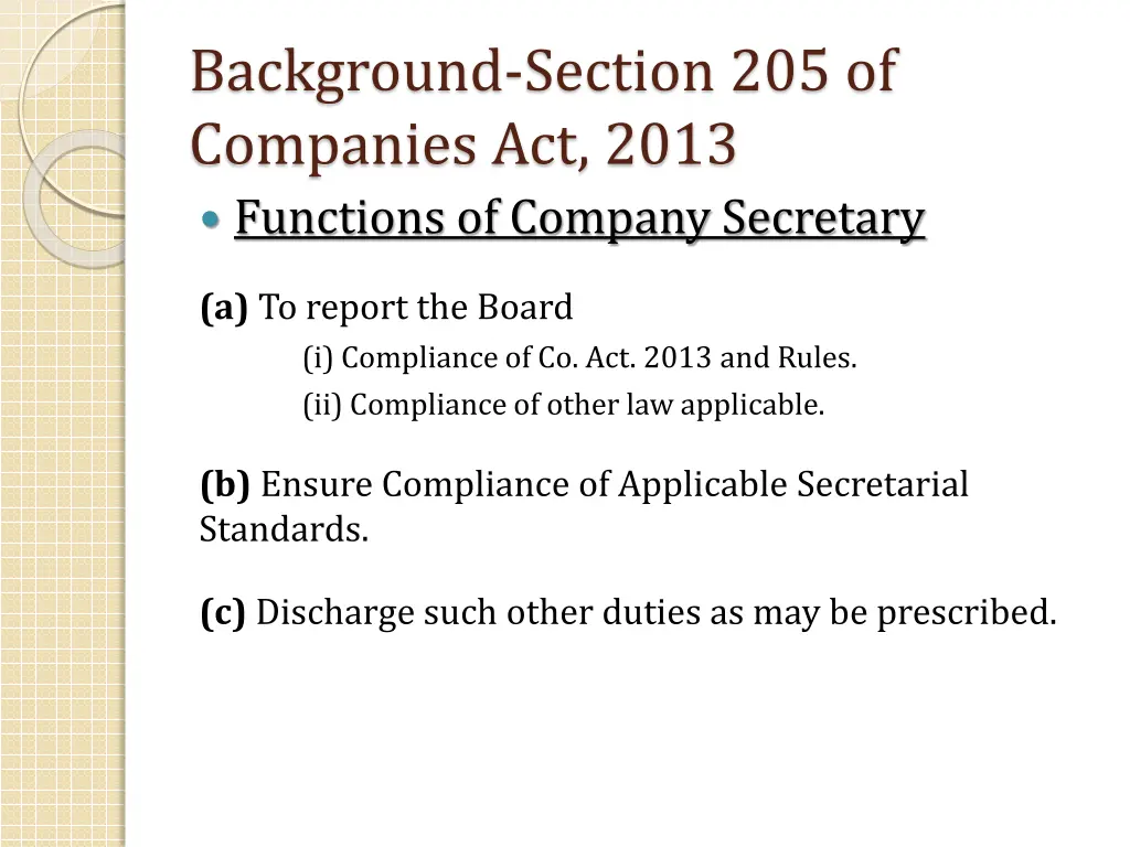 background section 205 of companies act 2013