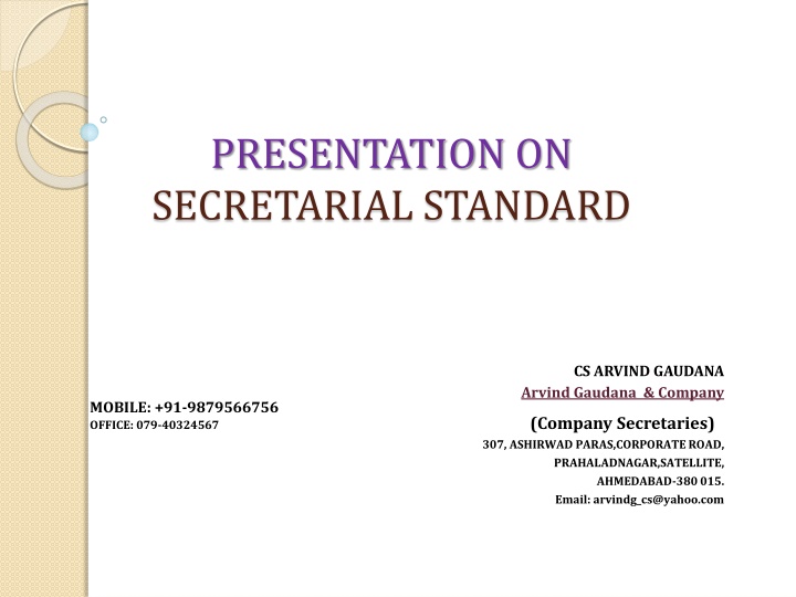 presentation on secretarial standard