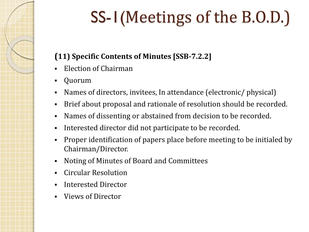 ss 1 meetings of the b o d 13