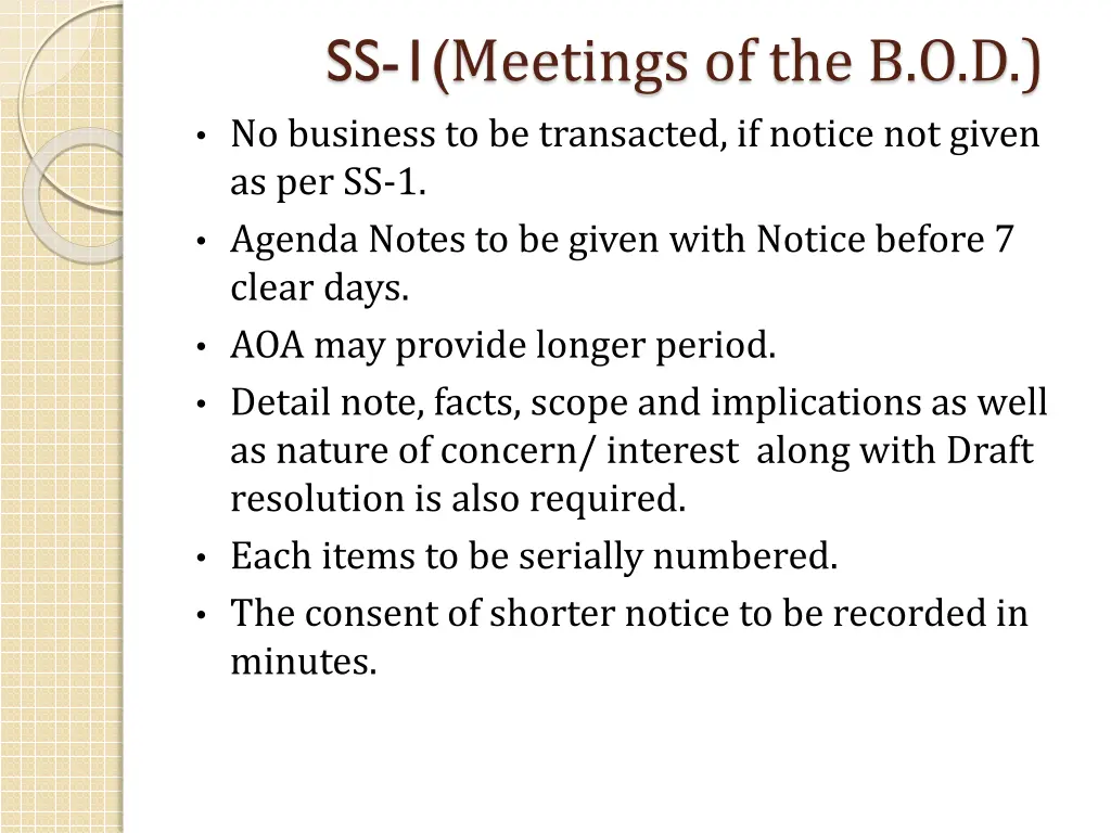 ss 1 meetings of the b o d 2