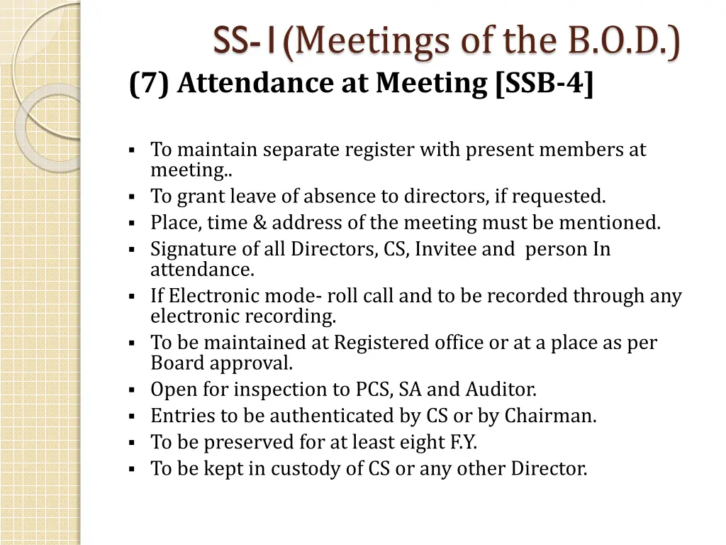 ss 1 meetings of the b o d 6