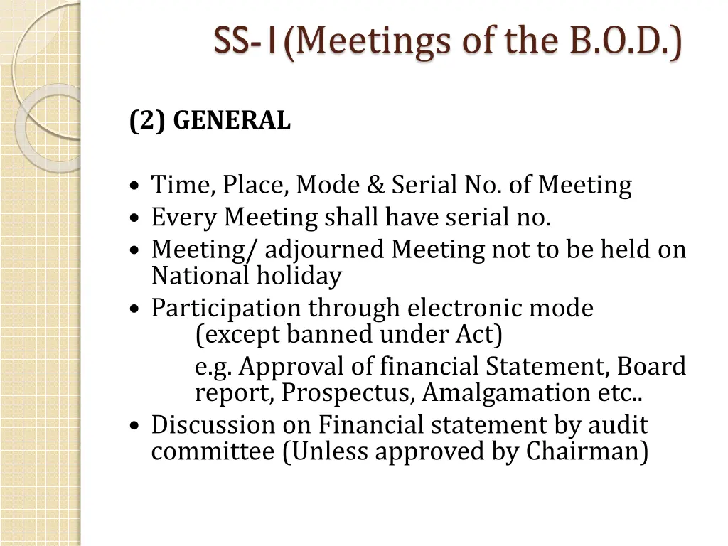 ss 1 meetings of the b o d