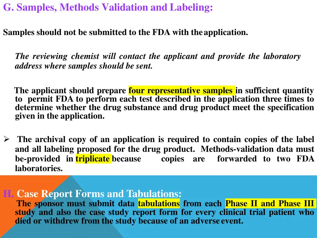 g samples methods validation and labeling
