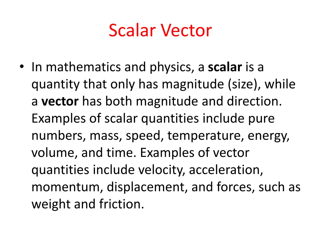 scalar vector