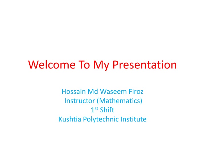 welcome to my presentation
