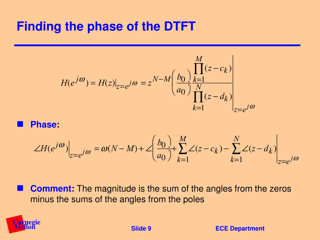 finding the phase of the dtft