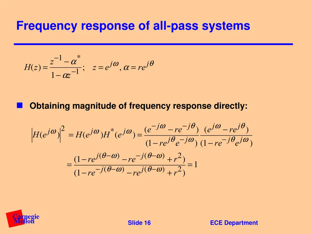 frequency response of all pass systems
