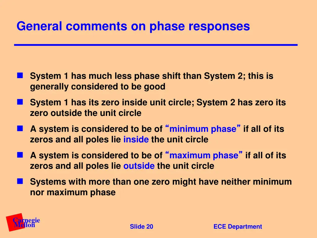 general comments on phase responses