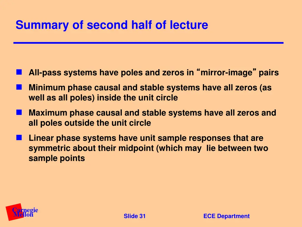 summary of second half of lecture