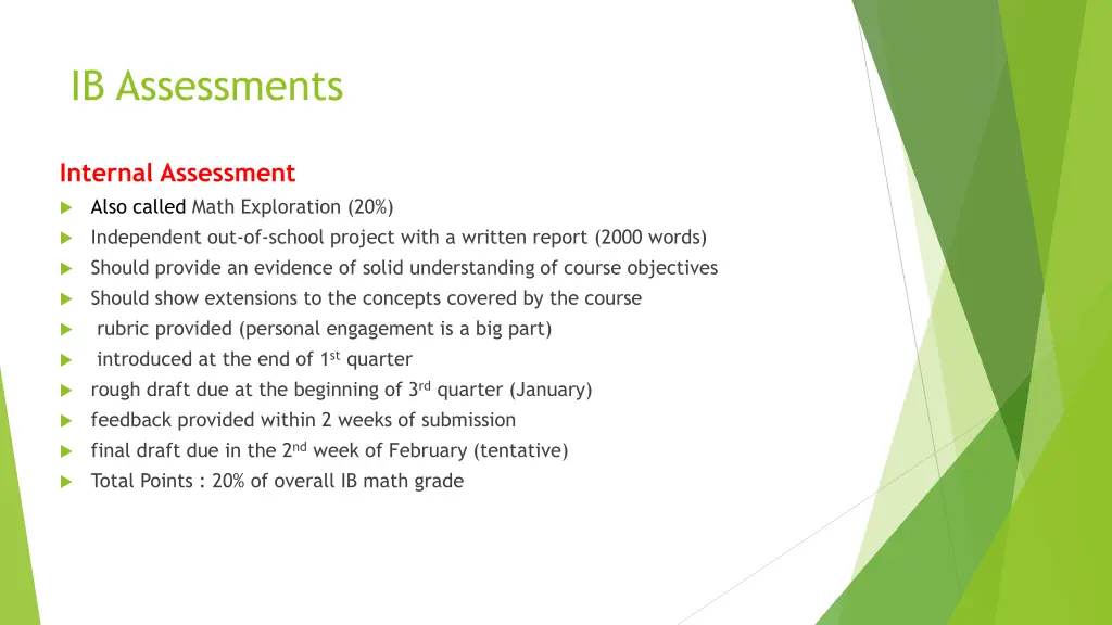 ib assessments