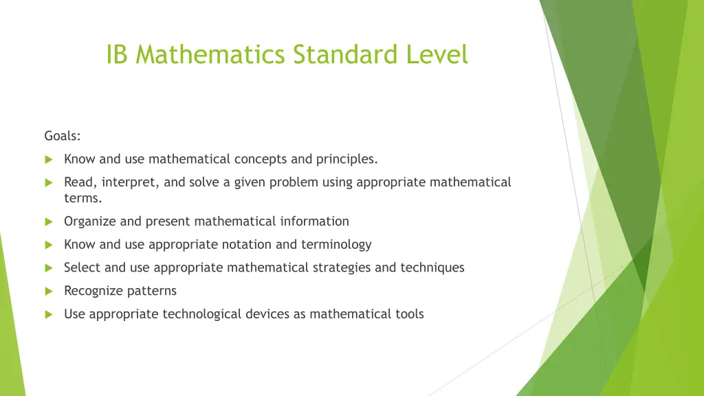 ib mathematics standard level