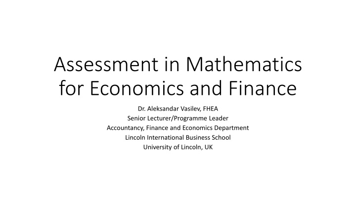assessment in mathematics for economics