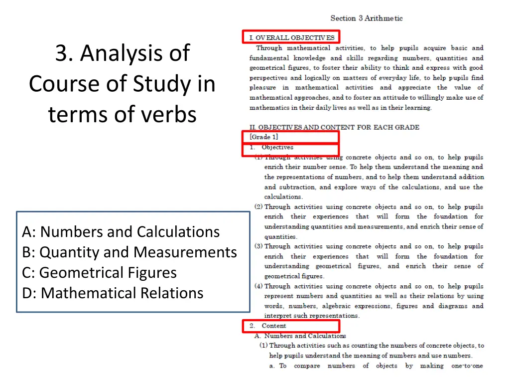 3 analysis of course of study in terms of verbs