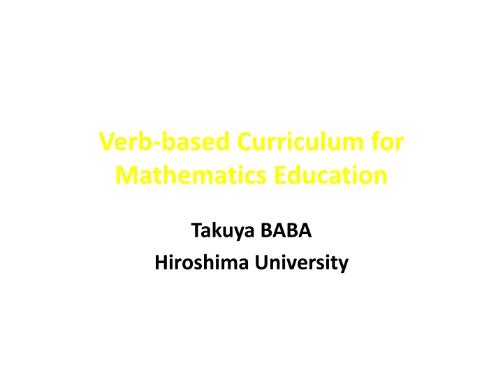 verb based curriculum for mathematics education