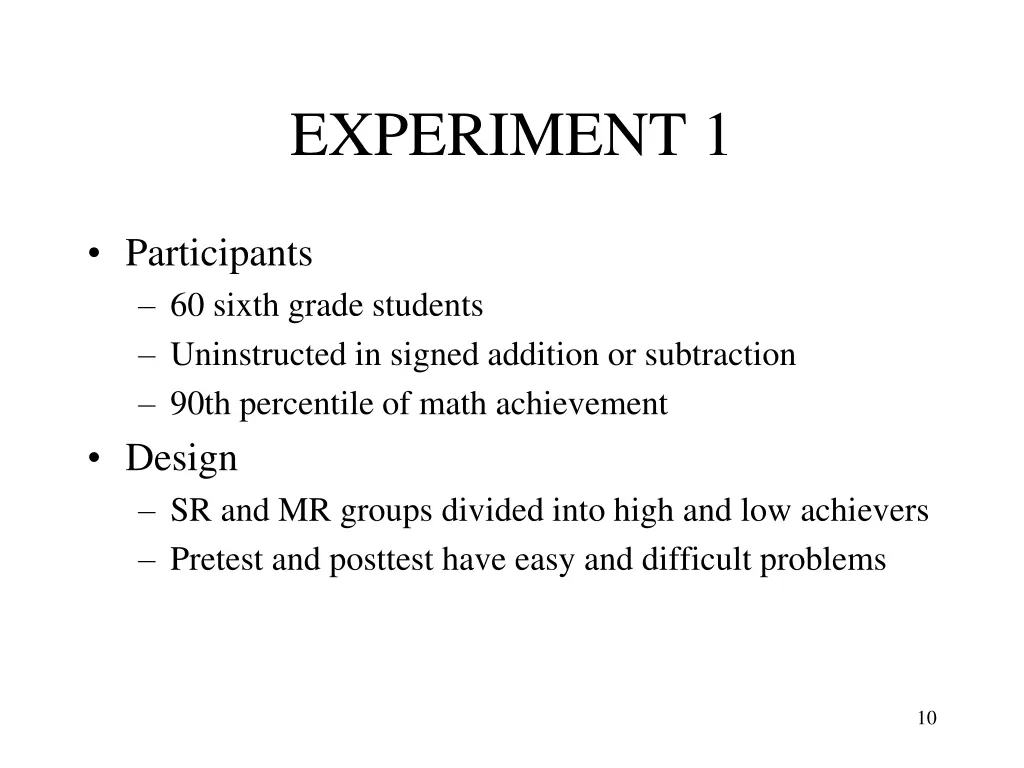 experiment 1