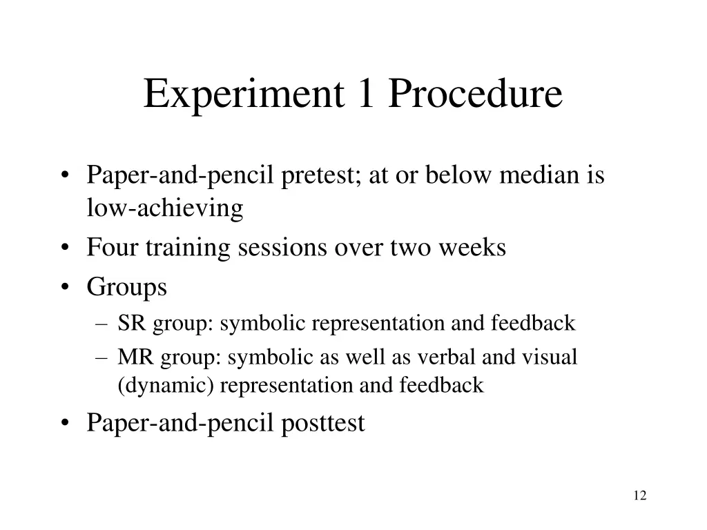 experiment 1 procedure