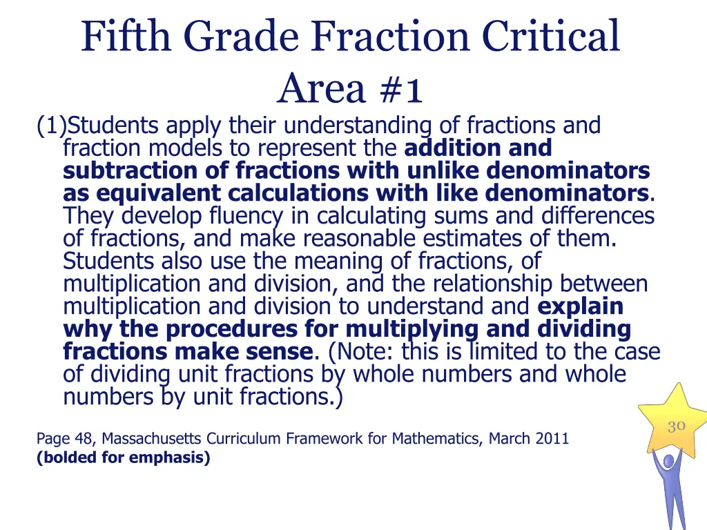 fifth grade fraction critical area 1 1 students
