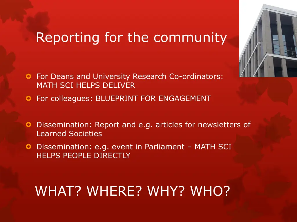 reporting for the community 1