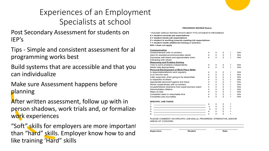 experiences of an employment specialists