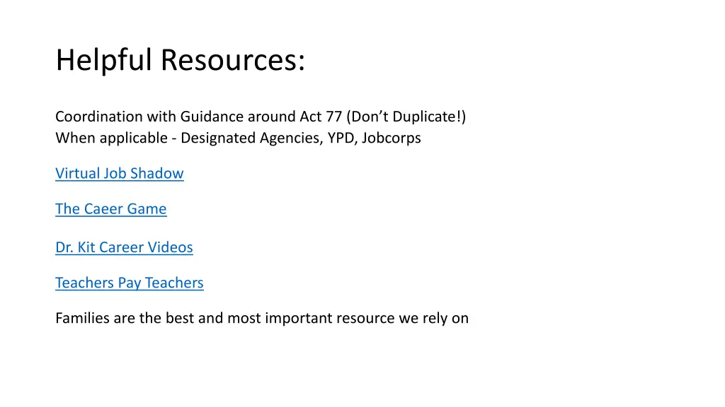 helpful resources