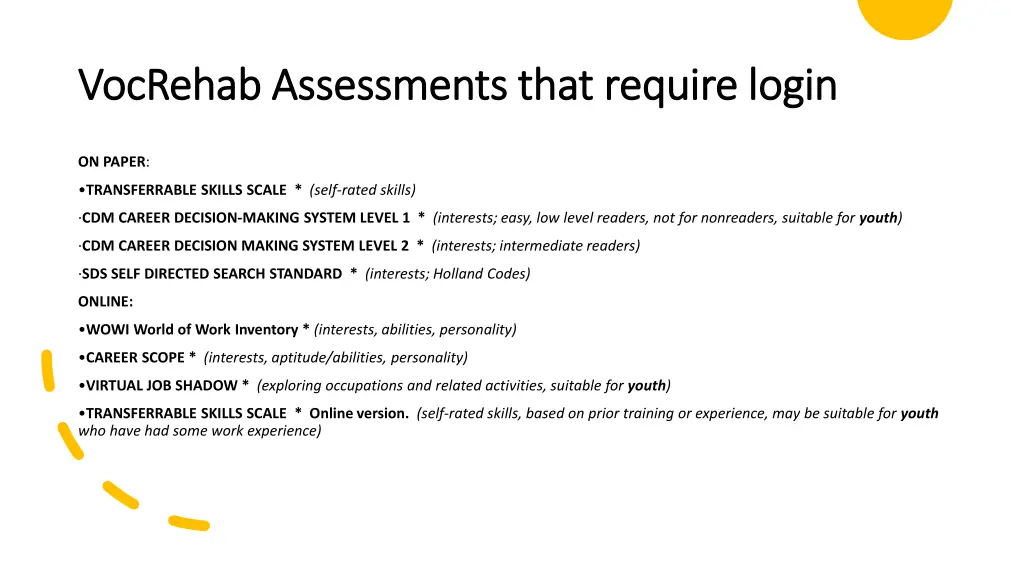 vocrehab vocrehab assessments that require login