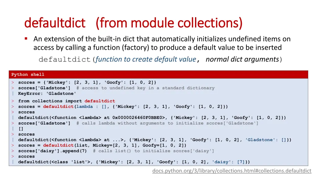 defaultdict defaultdict from an extension