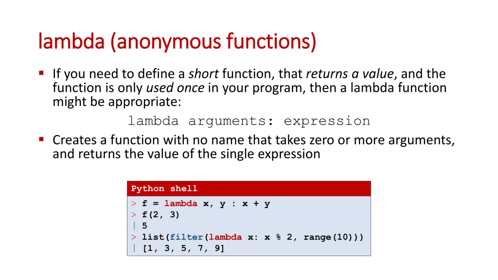 lambda lambda anonymous anonymous functions