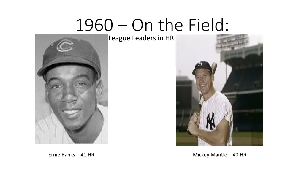 1960 on the field league leaders in hr