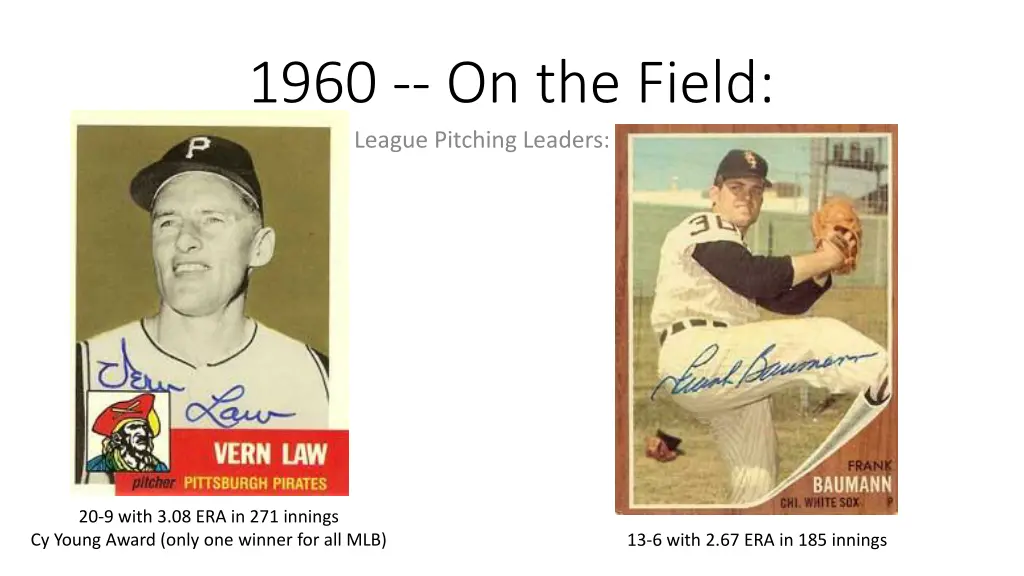 1960 on the field league pitching leaders