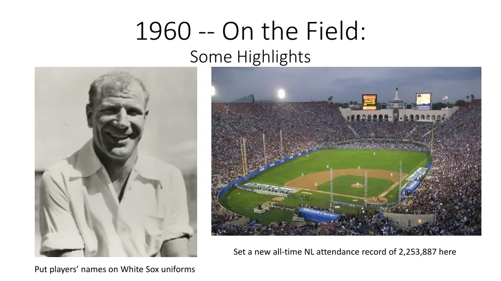 1960 on the field some highlights
