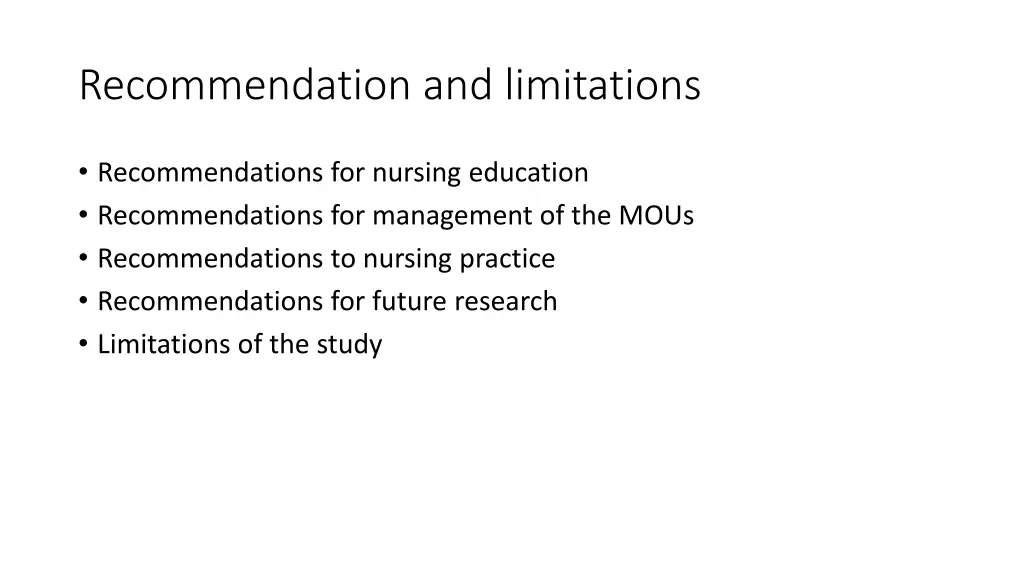 recommendation and limitations