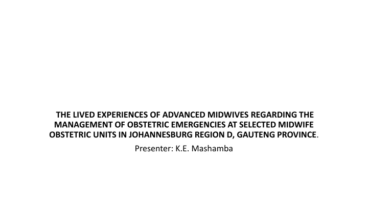 the lived experiences of advanced midwives