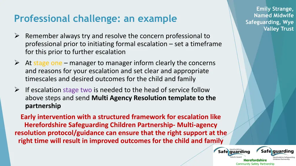 emily strange named midwife safeguarding