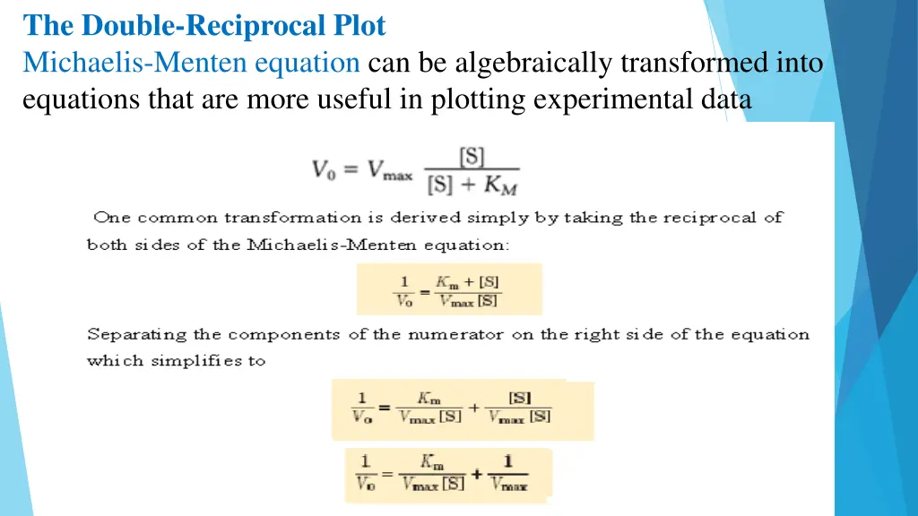 the double reciprocal plot michaelis menten