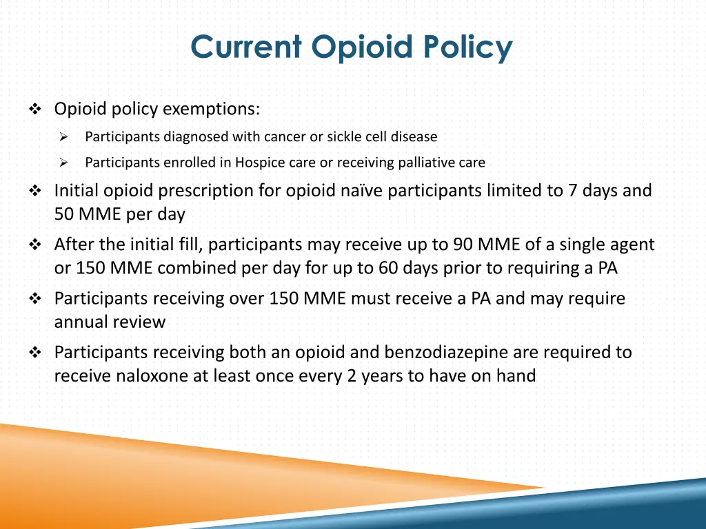current opioid policy