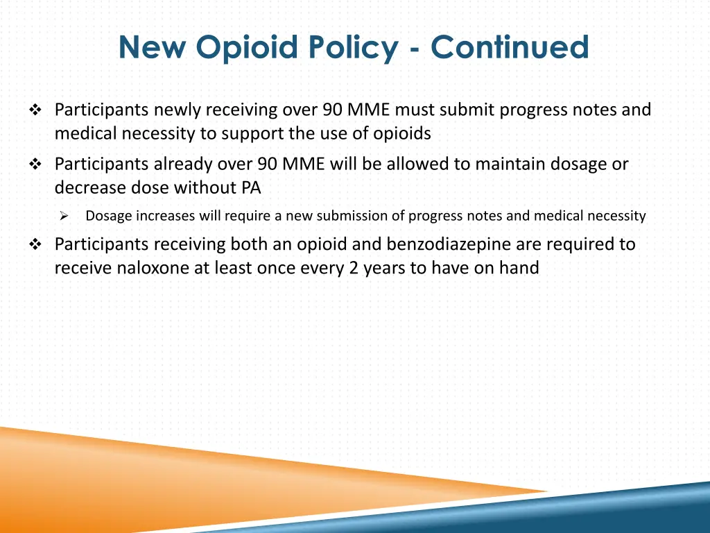 new opioid policy continued
