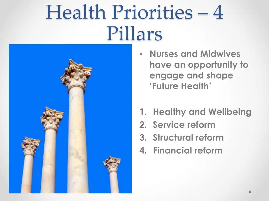 health priorities 4 pillars
