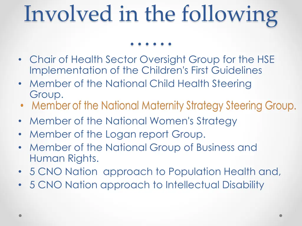 involved in the following chair of health sector